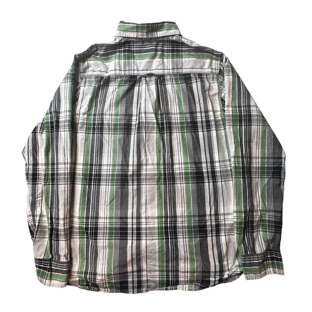 The North Face Shirt Mens L Green Plaid Long Sleeve Button Down Cotton Outdoor